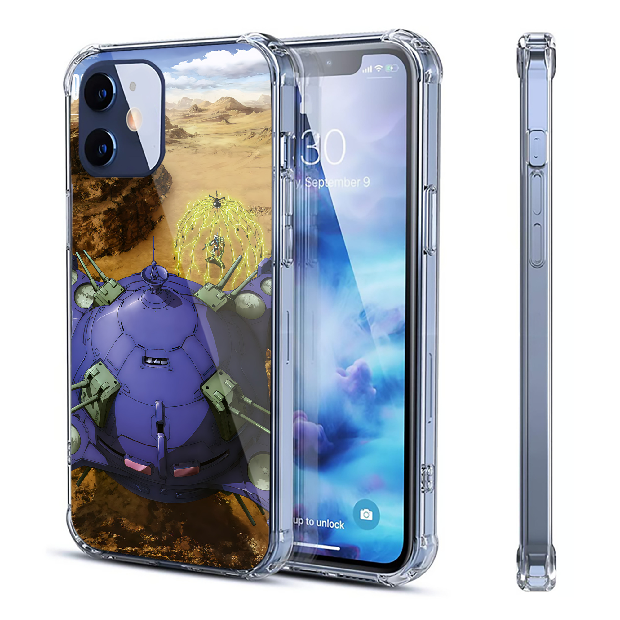 （画像用） 機動戦士ガンダム Mobile Suit Gundam 【iPhone 12シリーズ対応】透明スマホケース（クリアソフトケース）